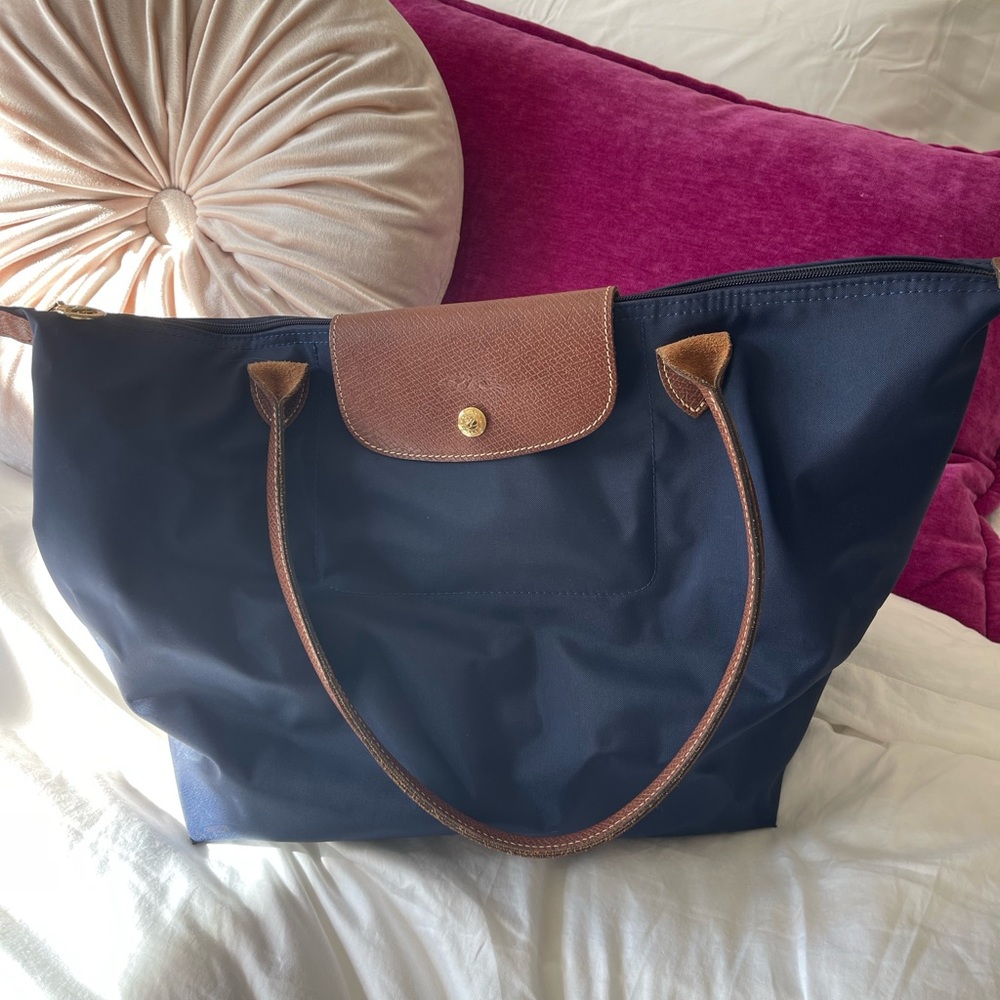 longchamp le pliage original navy tote bag